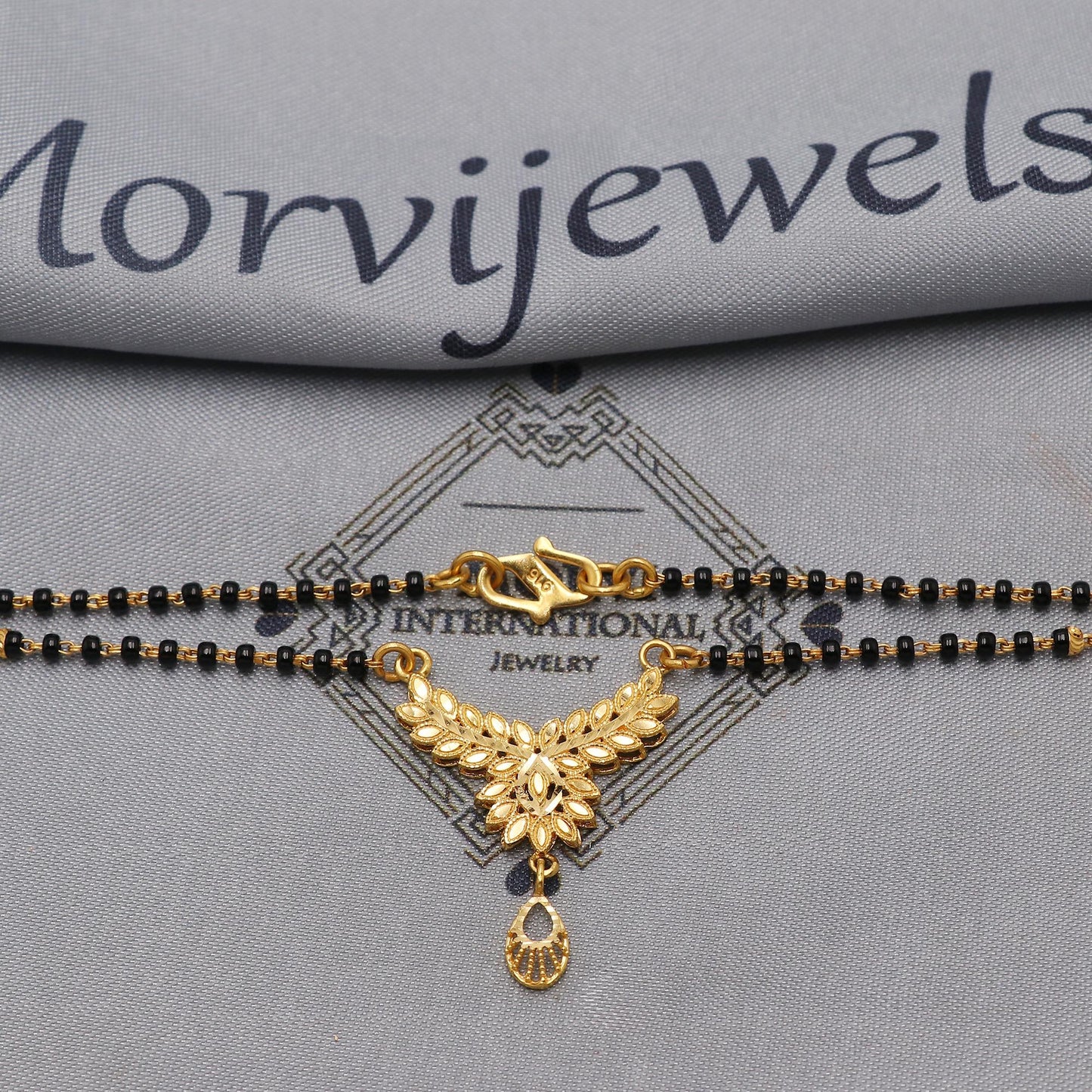 22kt 22k gold chain mangalsutra black beaded chain necklace, Wife Necklace Jewelry, Mangal Sutra Gifts for Wife, K6486
