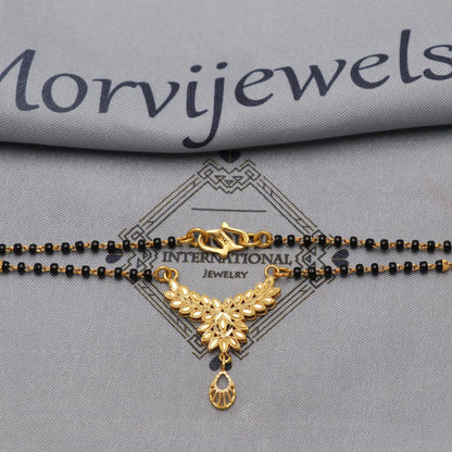 22kt 22k gold chain mangalsutra black beaded chain necklace, Wife Necklace Jewelry, Mangal Sutra Gifts for Wife, K6486