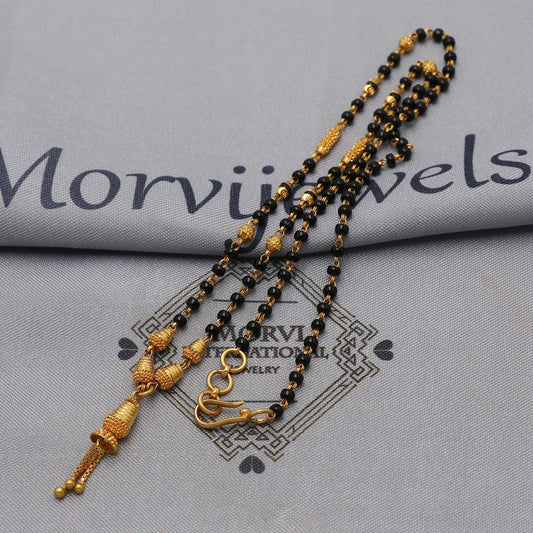 22kt 22k gold chain mangalsutra black beaded chain necklace, Wife Necklace Jewelry, Mangal Sutra Gifts for Wife, K6488