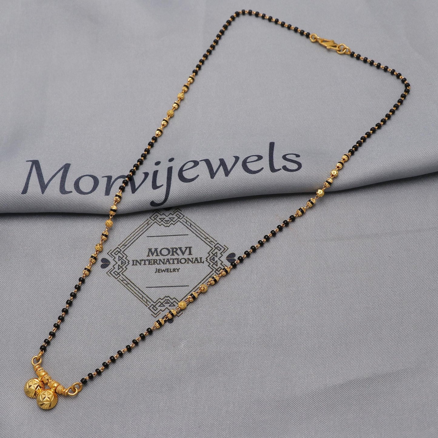 22kt 22k gold chain mangalsutra black beaded chain necklace, Wife Necklace Jewelry, Mangal Sutra Gifts for Wife, K6489