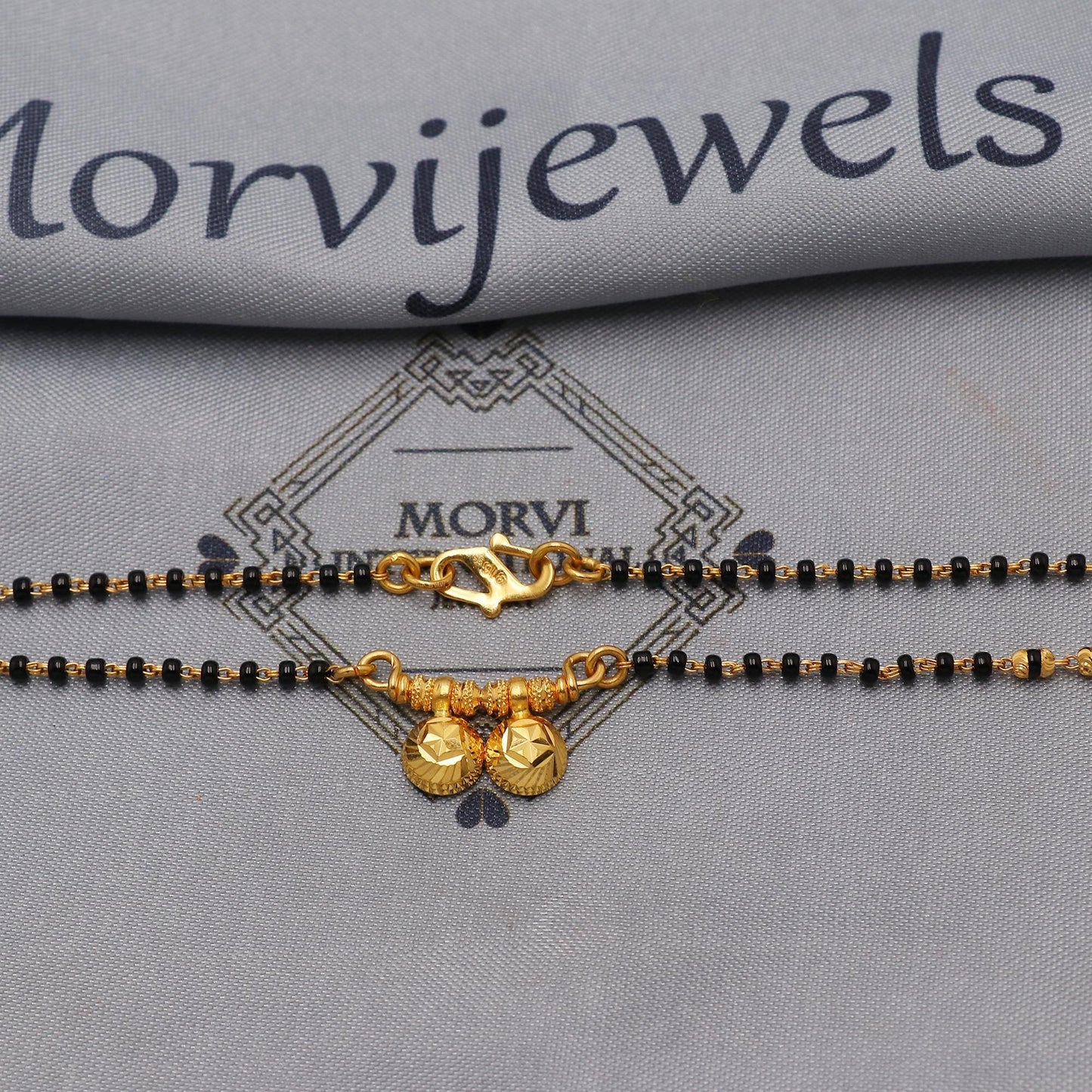 22kt 22k gold chain mangalsutra black beaded chain necklace, Wife Necklace Jewelry, Mangal Sutra Gifts for Wife, K6489
