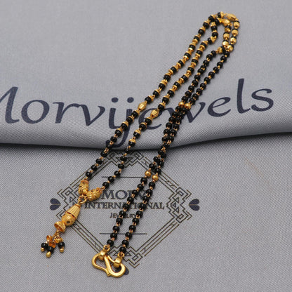 22kt 22k gold chain mangalsutra black beaded chain necklace, Wife Necklace Jewelry, Mangal Sutra Gifts for Wife, K6490