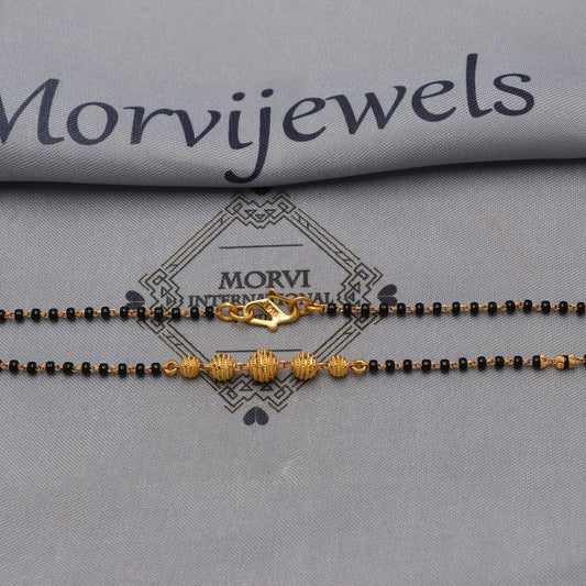 22kt 22k gold chain mangalsutra black beaded chain necklace, Wife Necklace Jewelry, Mangal Sutra Gifts for Wife, K6492