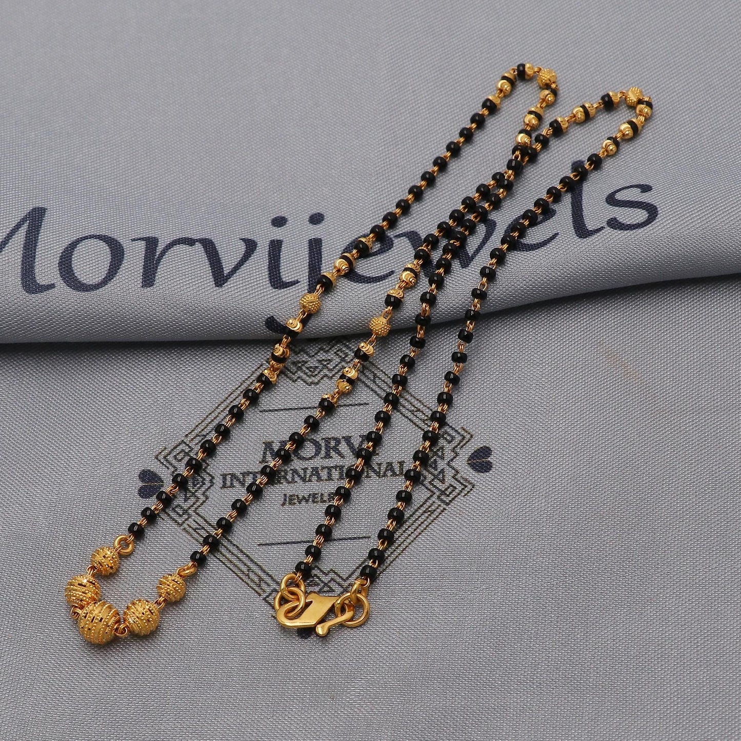 22kt 22k gold chain mangalsutra black beaded chain necklace, Wife Necklace Jewelry, Mangal Sutra Gifts for Wife, K6492