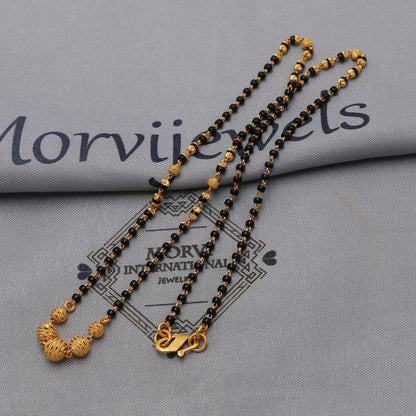22kt 22k gold chain mangalsutra black beaded chain necklace, Wife Necklace Jewelry, Mangal Sutra Gifts for Wife, K6492