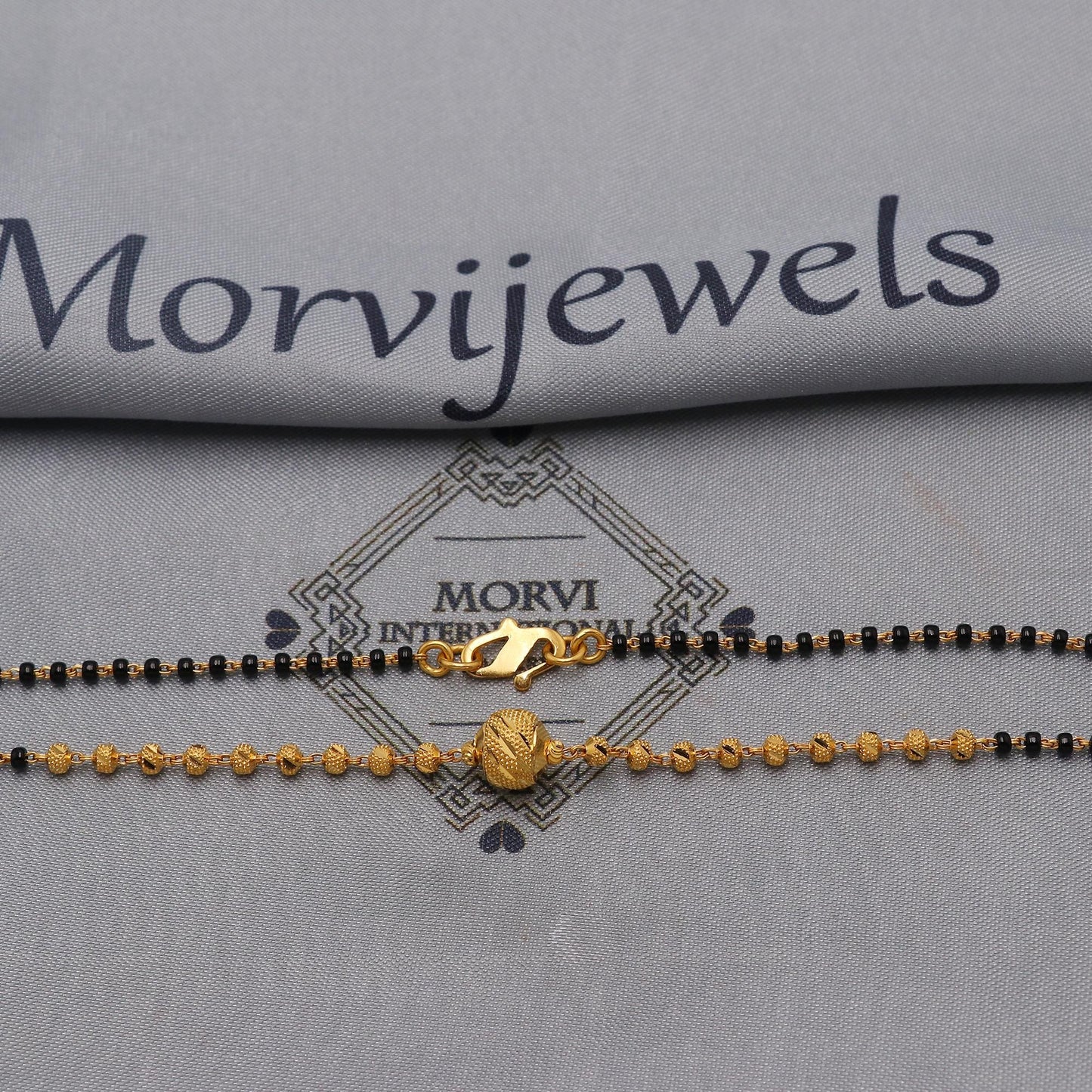 22kt 22k gold chain mangalsutra gold and black beaded chain necklace, Wife Necklace Jewelry, Mangal Sutra Gifts for Wife, K6494