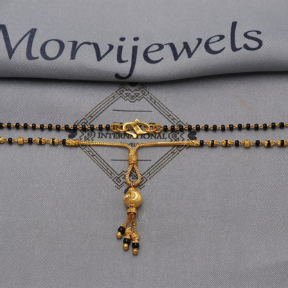 22kt 22k gold chain mangalsutra gold and black beaded chain necklace, Wife Necklace Jewelry, Mangal Sutra Gifts for Wife, K6496