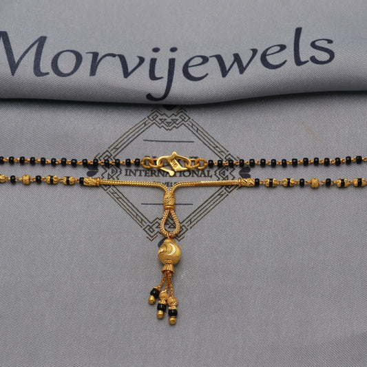 22kt 22k gold chain mangalsutra gold and black beaded chain necklace, Wife Necklace Jewelry, Mangal Sutra Gifts for Wife, K6496