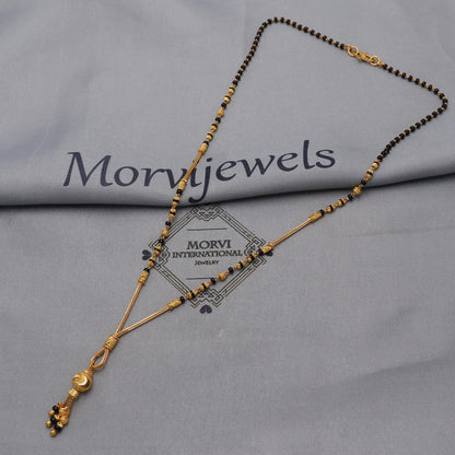 22kt 22k gold chain mangalsutra gold and black beaded chain necklace, Wife Necklace Jewelry, Mangal Sutra Gifts for Wife, K6496