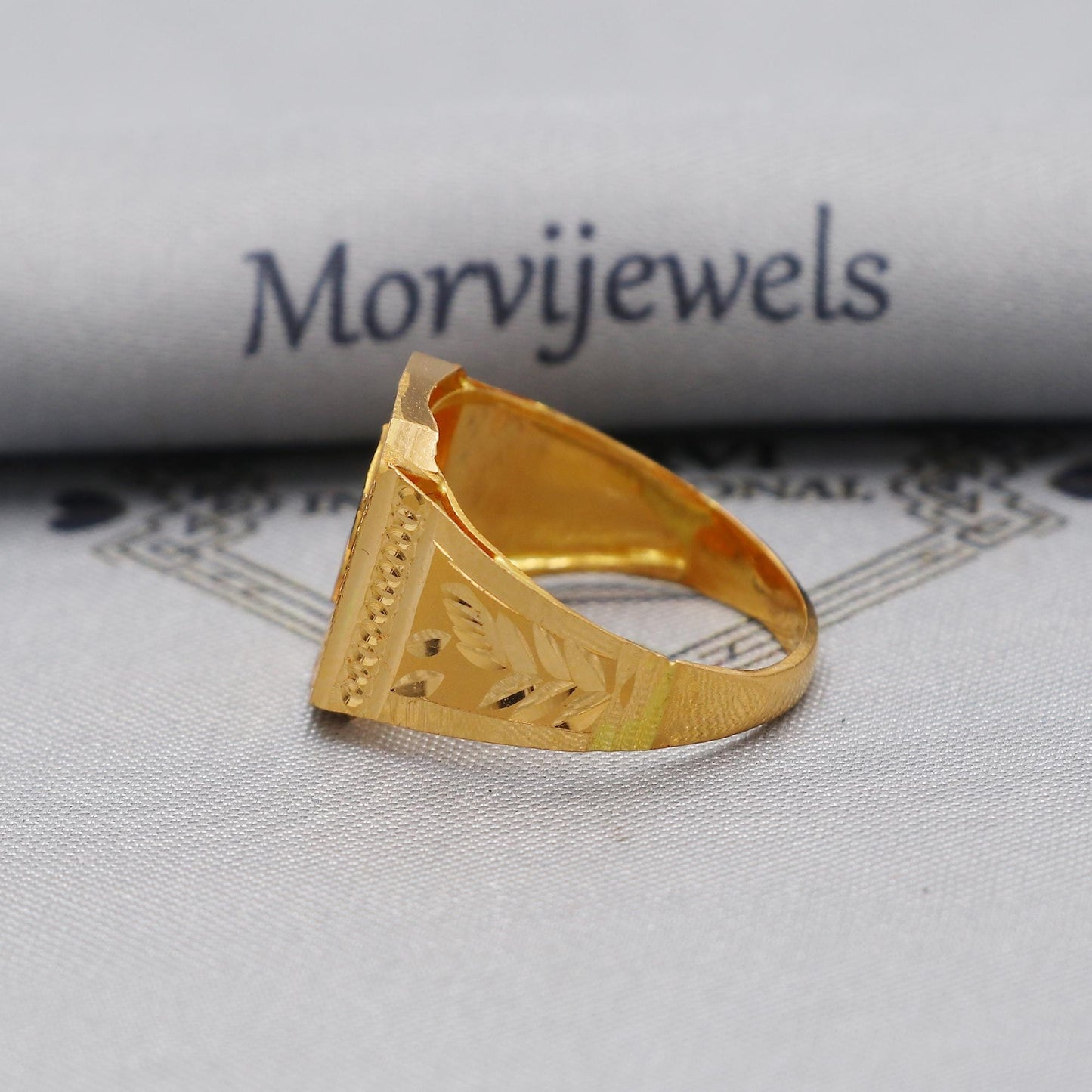 Flower Carved Solid 22k Yellow Gold Ring Size 6 7 8 and All Size, 22k Gold Handmade Ring, Indian Gold Ring, K6180