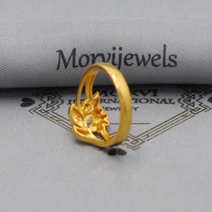 Peacock Bird solid 22k Yellow Gold Handmade Ring Jewelry, K6191