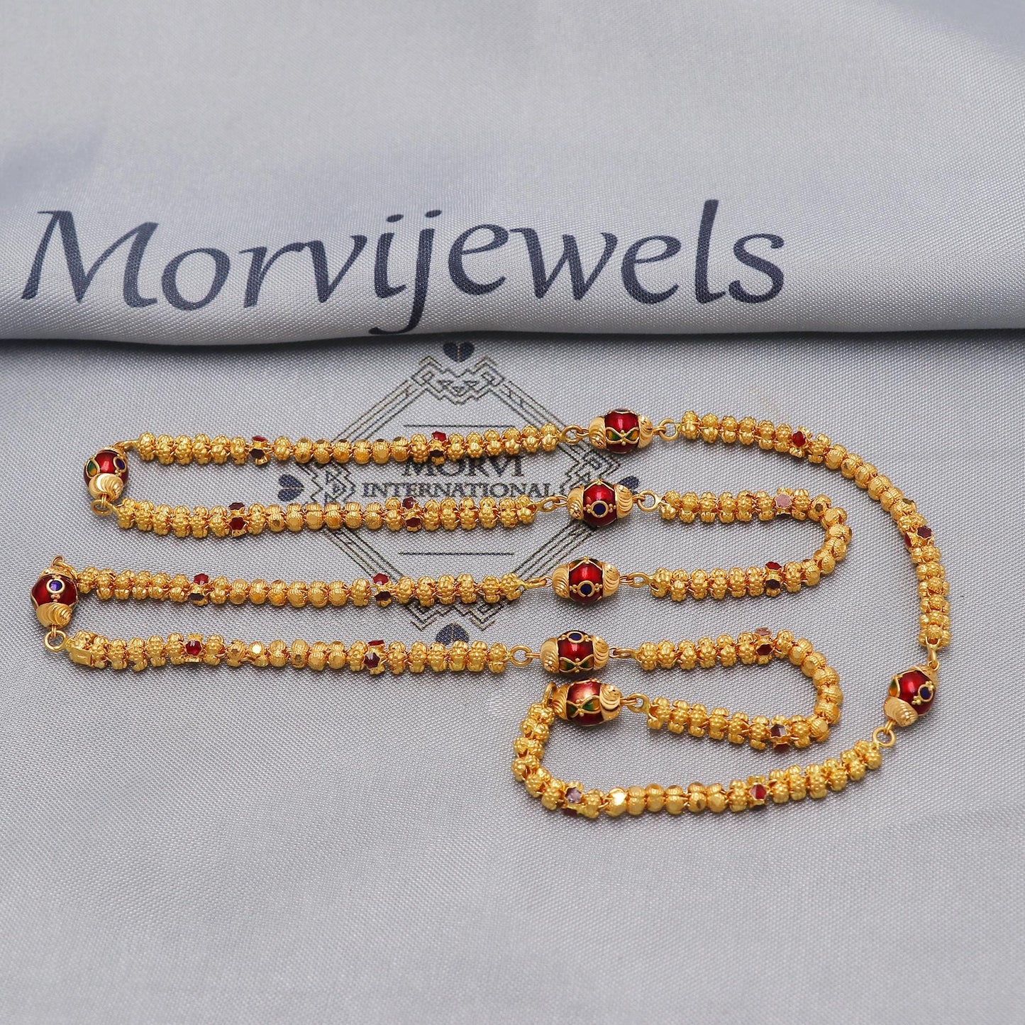 22k Gold Ball Beads Necklace Mala Haar Jewelry, Handmade designer Beads Mala 22kt Chain, Indian Party Wear Chain, Gold Indian Mala, K6506