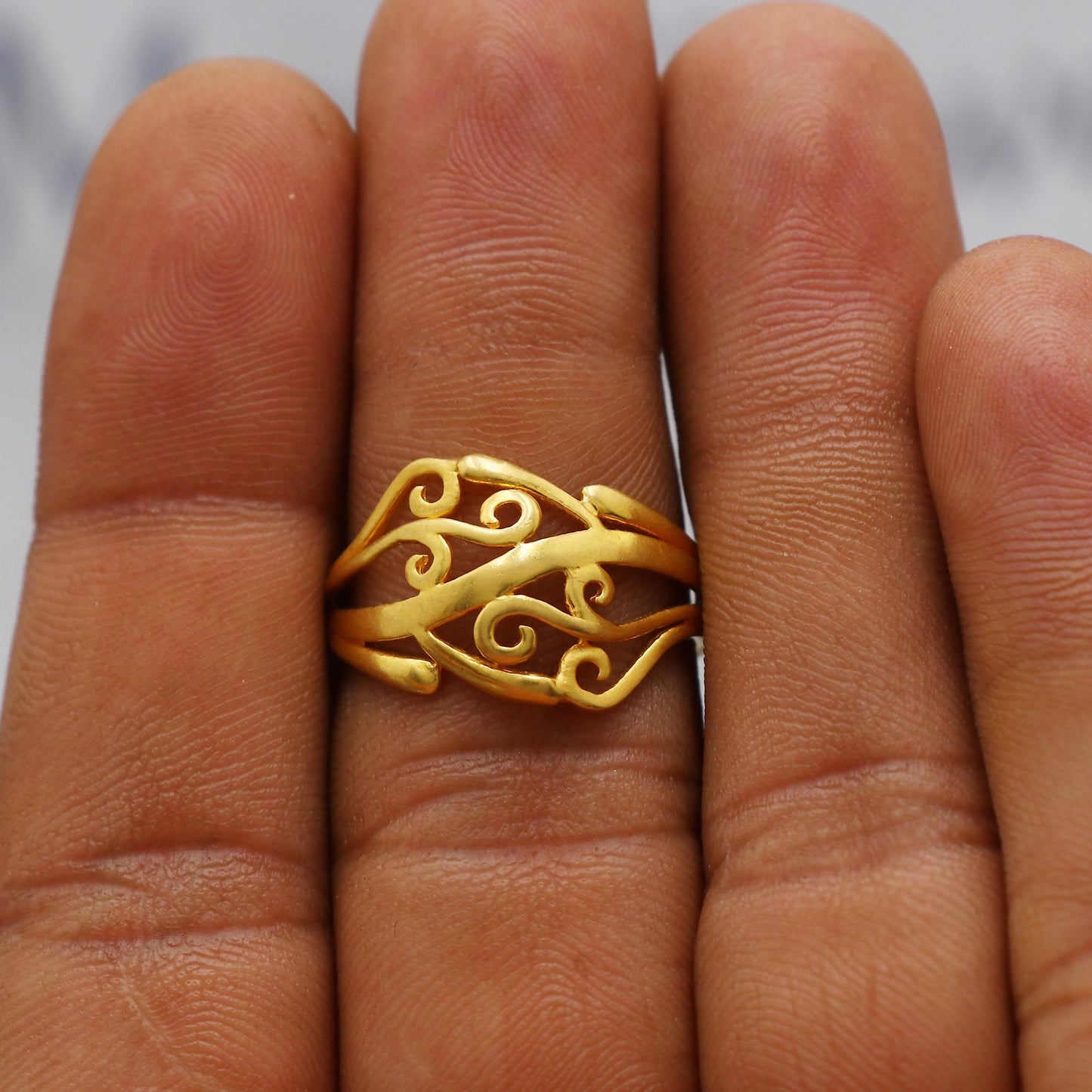 Art deco 22kt 22k Solid Yellow Gold Handmade Ring Jewelry, K6200