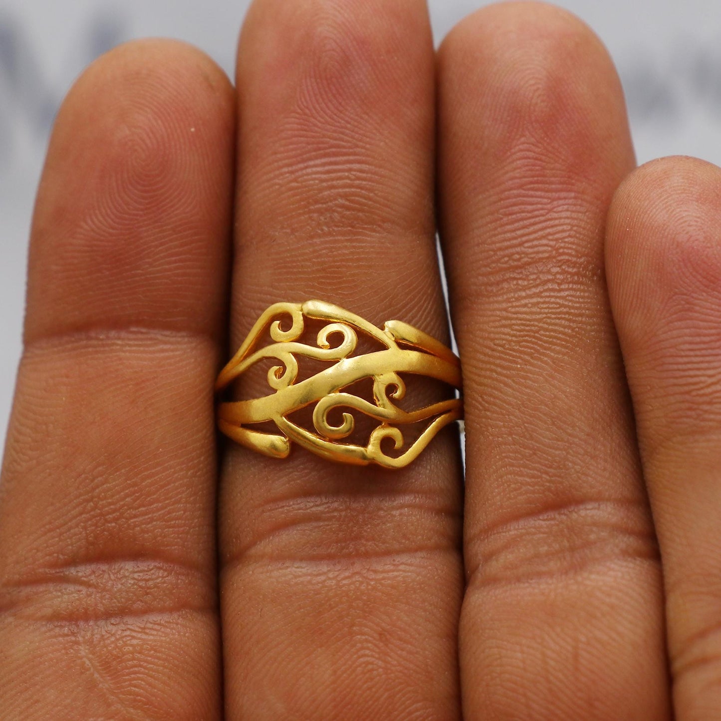 Art deco 22kt 22k Solid Yellow Gold Handmade Ring Jewelry, K6200