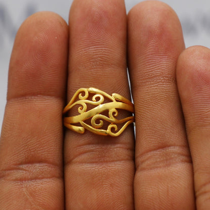 Art deco 22kt 22k Solid Yellow Gold Handmade Ring Jewelry, K6200