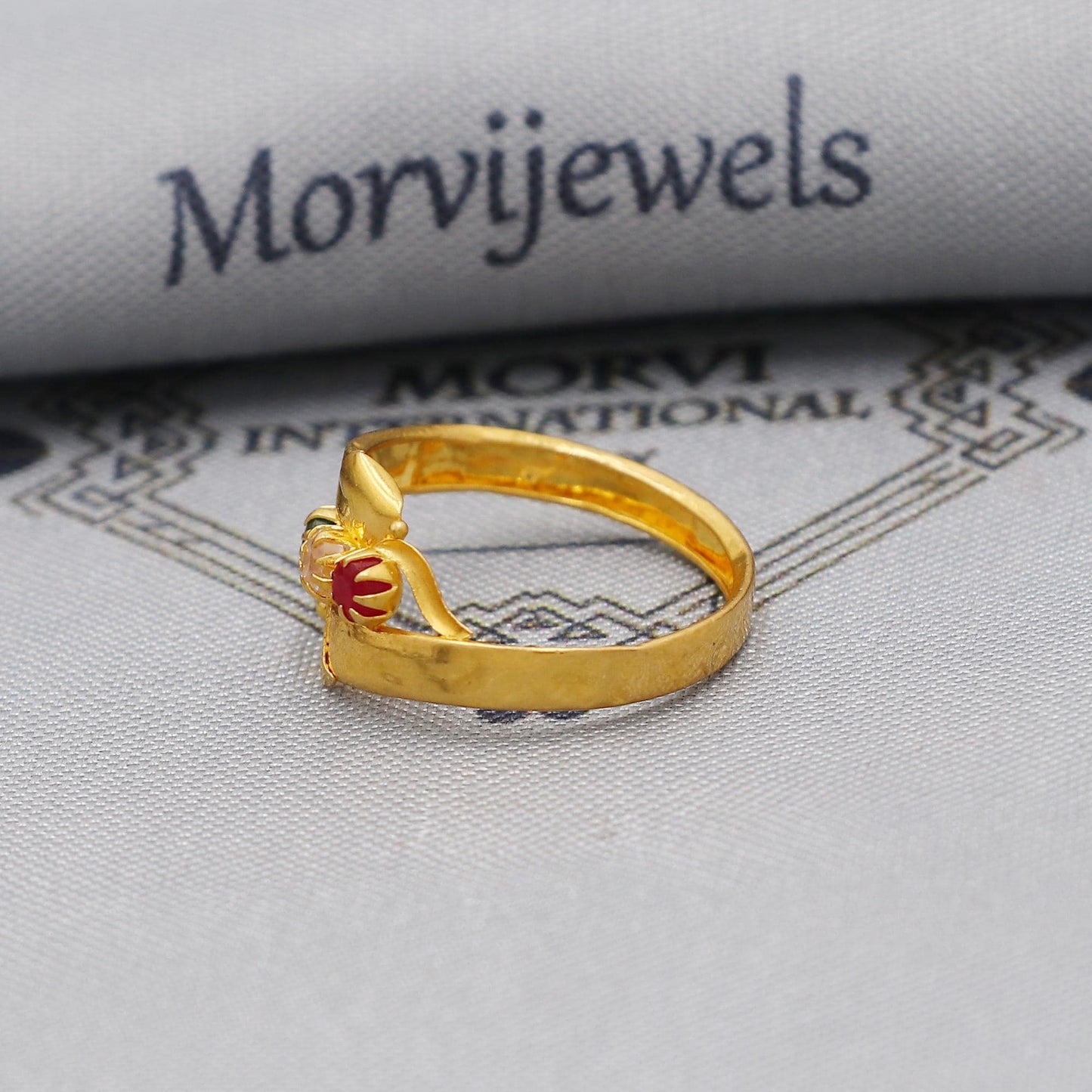 Dainty Three stone 22kt 22k Solid Yellow Gold Handmade Small Dainty Ring Jewelry, K6203