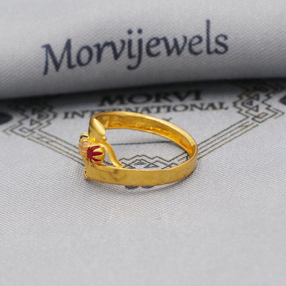 Dainty Three stone 22kt 22k Solid Yellow Gold Handmade Small Dainty Ring Jewelry, K6203