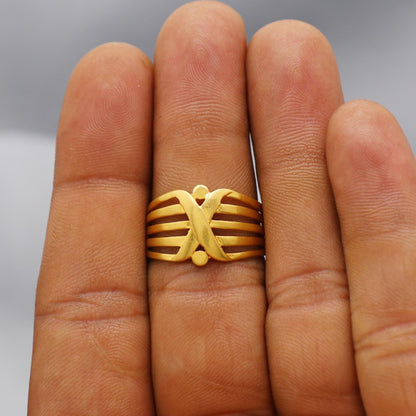 22kt 22k Solid Yellow Gold Handmade Indian Ring Jewelry, K6215