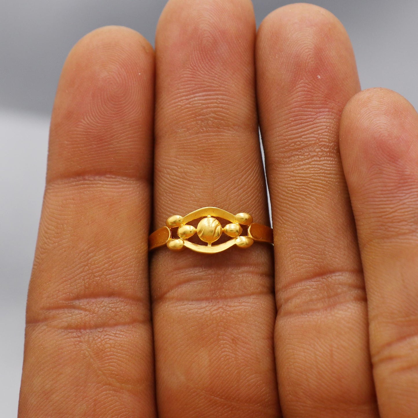 22k 22kt Solid Yellow Gold Handmade Ethnic Design Ring Jewelry, K6218