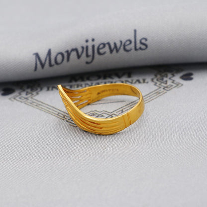 Chevron 22k 22kt Solid Yellow Gold Handmade Ring Jewelry, K6219