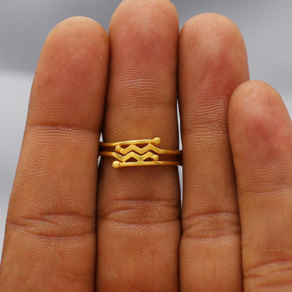 Real Pure 22k Solid Yellow Gold Handmade Ring Indian Jewelry, K6220