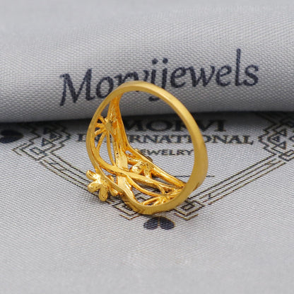 22k 22kt Solid Yellow Gold Handmade Floral Design Ring Jewelry, K6221