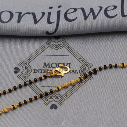 mangalsutra 22kt 22k real gold wife pendant necklace, holy black beads necklace