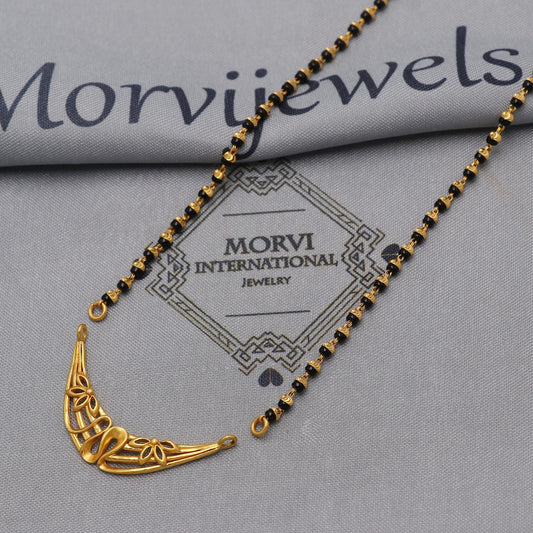 mangalsutra 22kt 22k real gold wife pendant necklace, holy black beads necklace, K6498