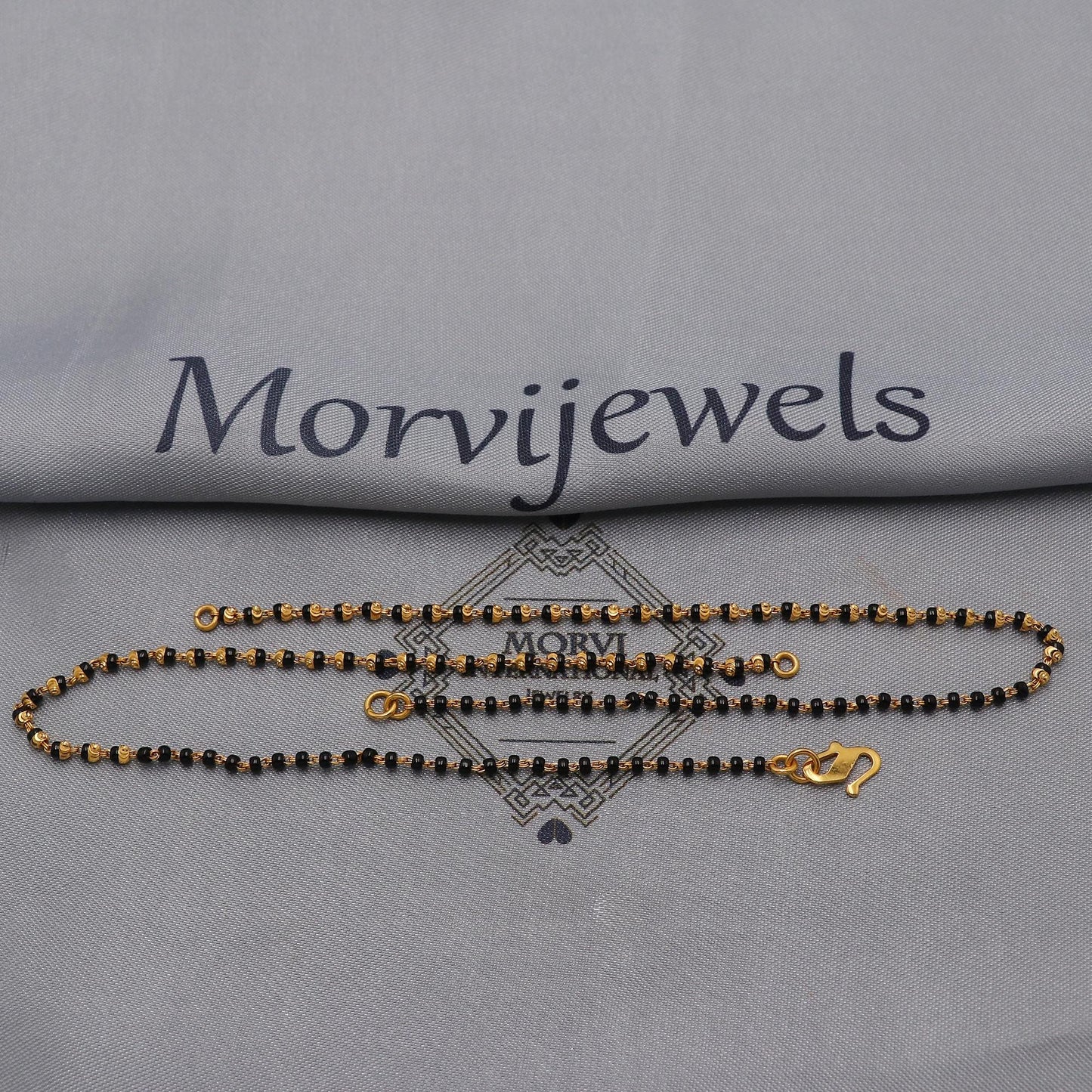 mangalsutra 22kt 22k real gold wife pendant necklace, holy black beads necklace, K6498