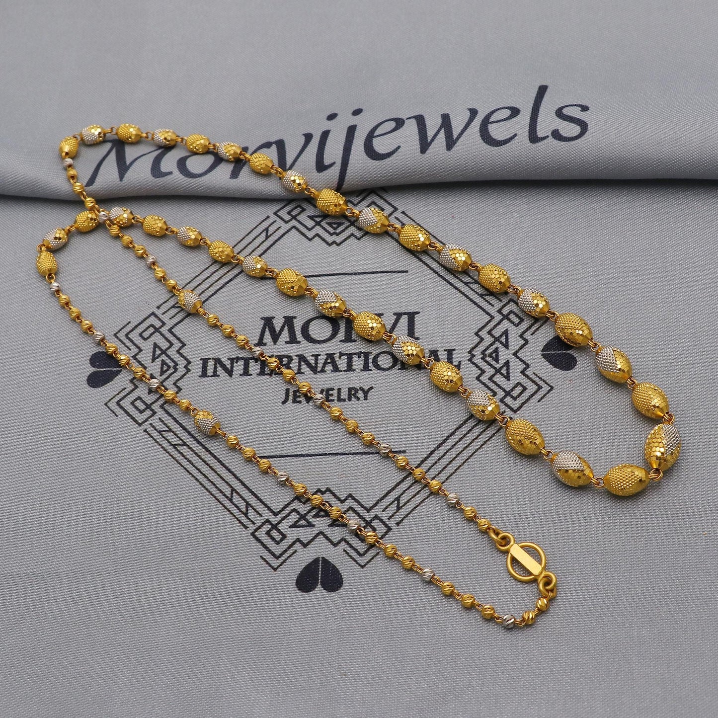 22k Gold Chain Beads Necklace Jewelry, Diamond Cut Beads 22kt Chain, Indian Gold Chain, Party Wear Chain, K6242