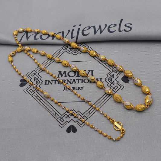 22k Gold Chain Beads Necklace Jewelry, Diamond Cut Beads 22kt Chain, Indian Gold Chain, Party Wear Chain, K6242