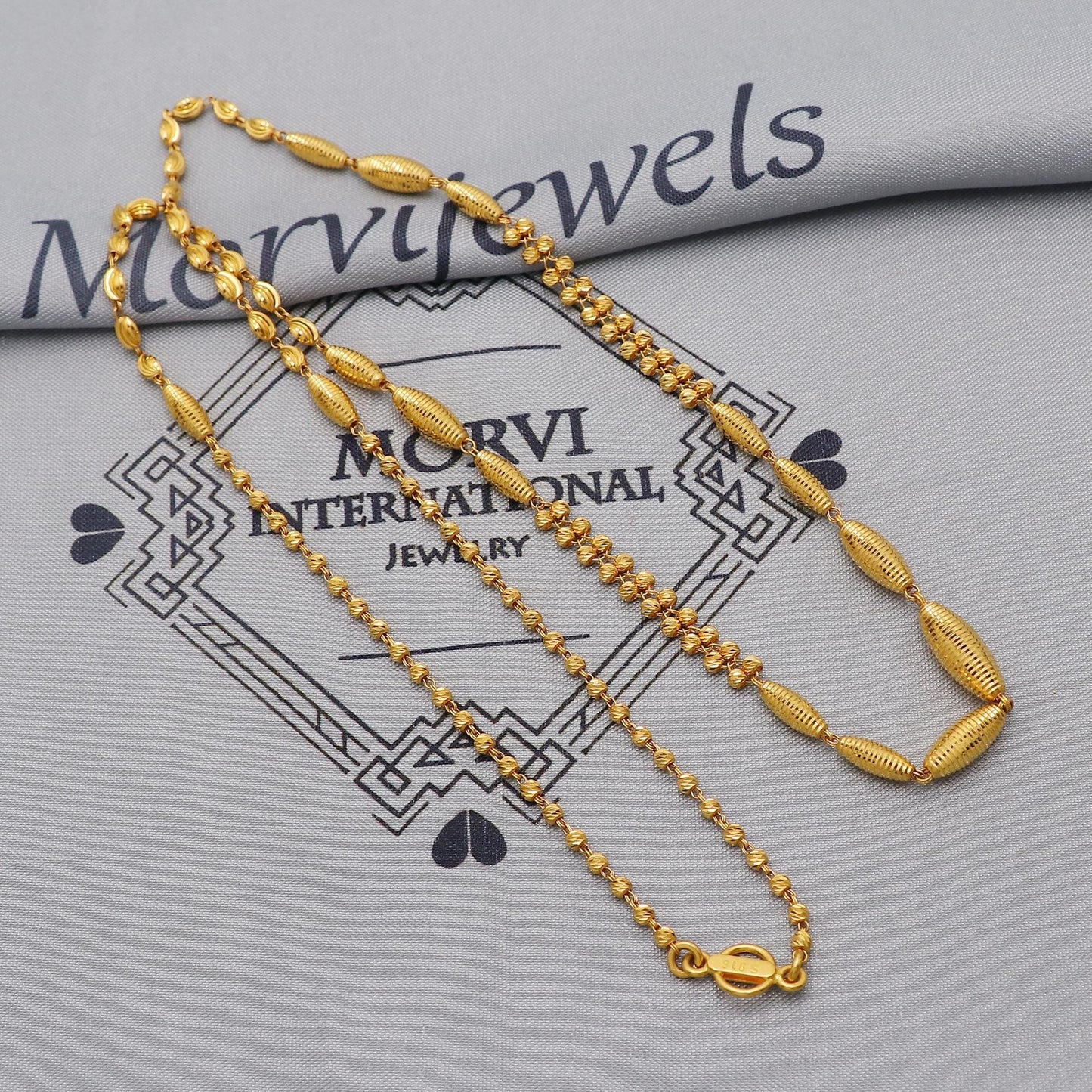 22k Gold Chain Beads Necklace Jewelry, Diamond Cut Beads 22kt Chain, Indian Gold Chain, Party Wear Chain, Gold Beads Indian Mala, K6245