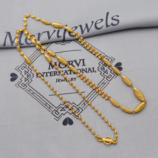 22k Gold Chain Beads Necklace Jewelry, Diamond Cut Beads 22kt Chain, Indian Gold Chain, Party Wear Chain, Gold Beads Indian Mala, K6245