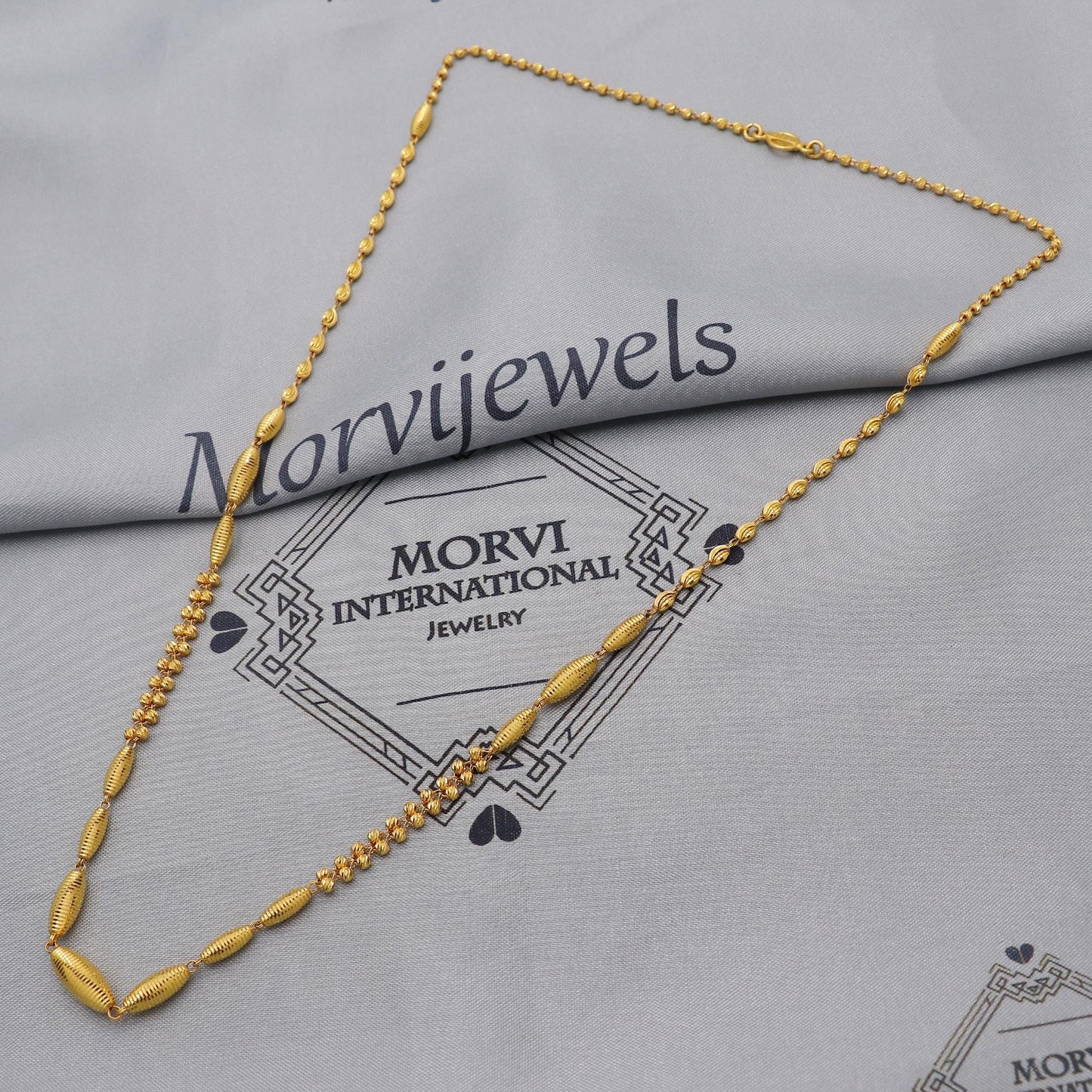 22k Gold Chain Beads Necklace Jewelry, Diamond Cut Beads 22kt Chain, Indian Gold Chain, Party Wear Chain, Gold Beads Indian Mala, K6245