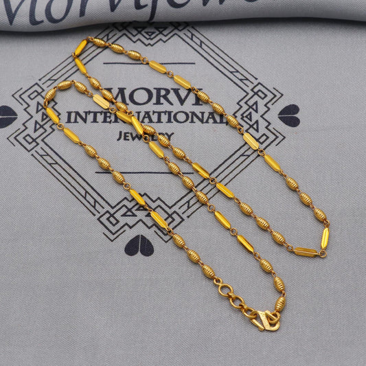 22k Gold Chain Beads Necklace Jewelry, Barrel beads 22kt Chain, Indian Gold Chain, Party Wear Chain, Gold Beads Indian Mala, K6246