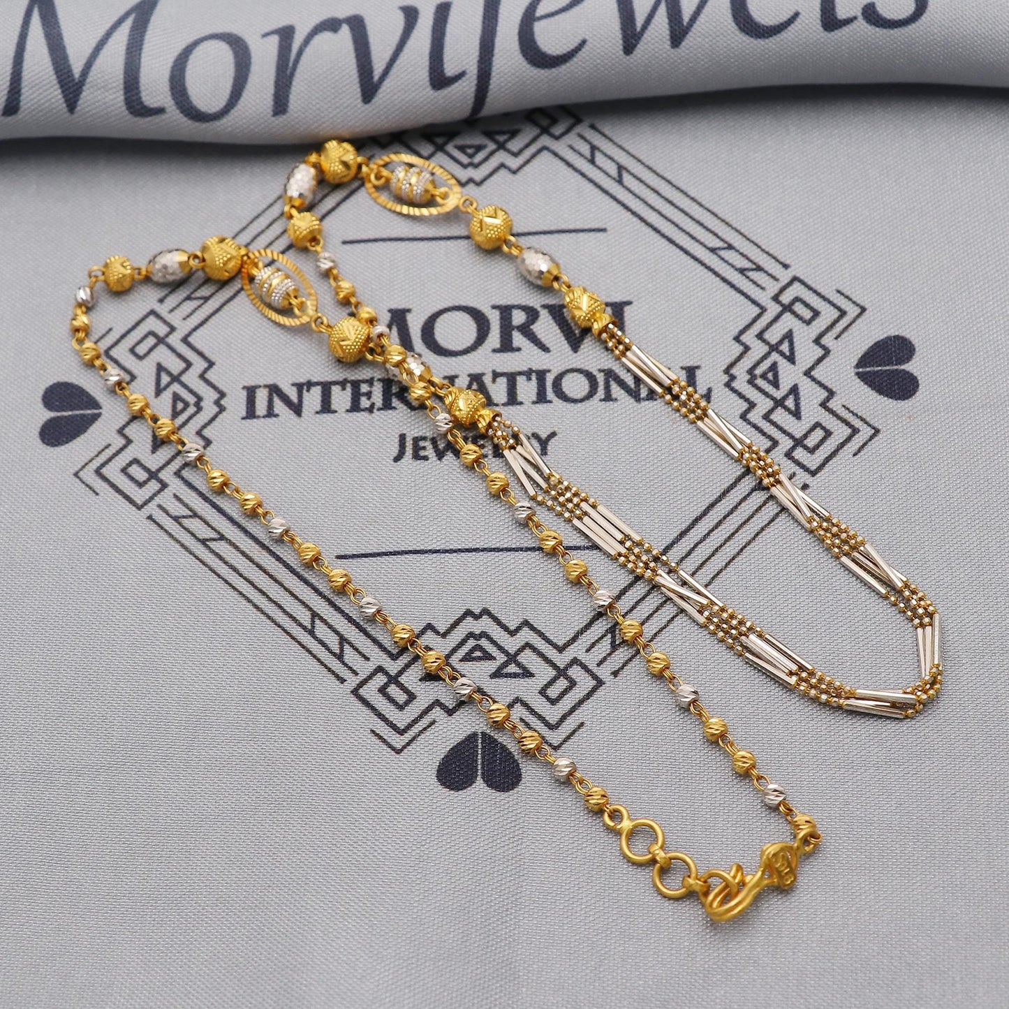22k Gold Chain Beads Necklace Jewelry, designer beads 22kt Chain, Indian Gold Chain, Party Wear Chain, Gold Beads Indian Mala, K6247