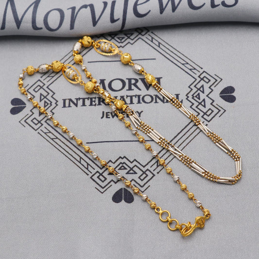 22k Gold Chain Beads Necklace Jewelry, designer beads 22kt Chain, Indian Gold Chain, Party Wear Chain, Gold Beads Indian Mala, K6247