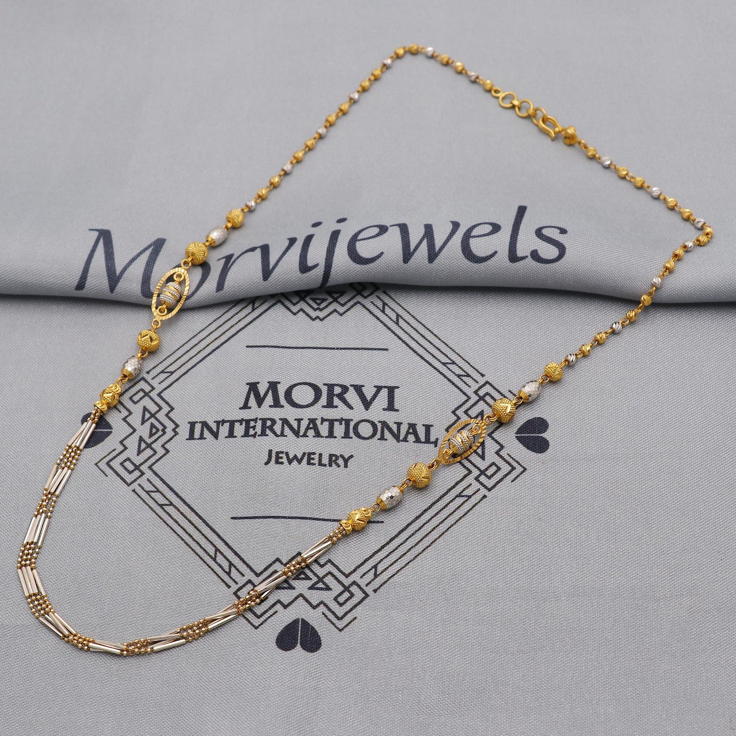 22k Gold Chain Beads Necklace Jewelry, designer beads 22kt Chain, Indian Gold Chain, Party Wear Chain, Gold Beads Indian Mala, K6247