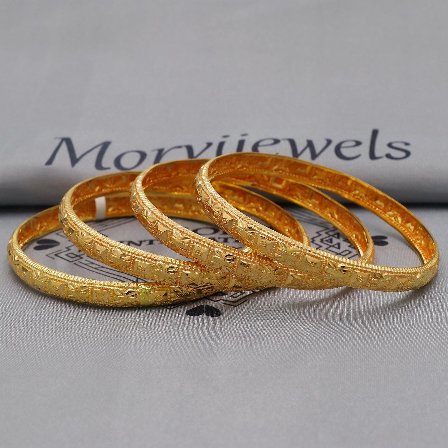 Pure 22k Gold Bangles Indian Handmade light weight , Traditional Rajasthan India, Bangle Bracelet pair Wedding Jewelry, wax filled, K6250