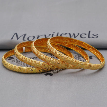 Pure 22k Gold Bangles Indian Handmade light weight , Traditional Rajasthan India, Bangle Bracelet pair Wedding Jewelry, wax filled, K6250