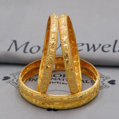 Pure 22k Gold Bangles Indian Handmade light weight , Traditional Rajasthan India, Bangle Bracelet pair Wedding Jewelry, wax filled, K6250