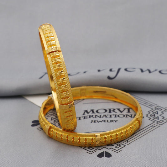 Pure 22k Gold Bangles Indian Handmade vintage design, Traditional Rajasthan India, Bangle Bracelet Wedding women Jewelry, K6256