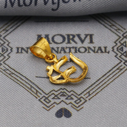 22k Yellow Gold Aum Om Pendant: Handmade Indian Jewelry, K6261