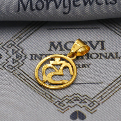 22k Yellow Gold Aum Om Pendant: Handmade Indian Jewelry, K6262