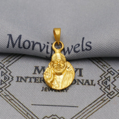 Lord Sai Baba - 22k Yellow Gold Locket Pendant Jewelry, Indian God Locket, Handmade Jewelry For Good Health and wealth, K6269