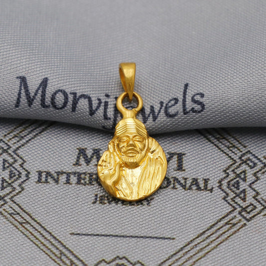 Lord Sai Baba - 22k Yellow Gold Locket Pendant Jewelry, Indian God Locket, Handmade Jewelry For Good Health and wealth, K6269