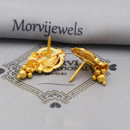 Handmade 22k Earrings India, Indian Gold Tops, Handmade Gold Jewelry From India, K6281