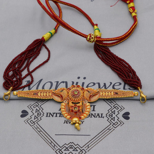 Pure 22k yellow gold choker necklace, Handmade Indian Gold Necklace Jewelry for Women, K6282