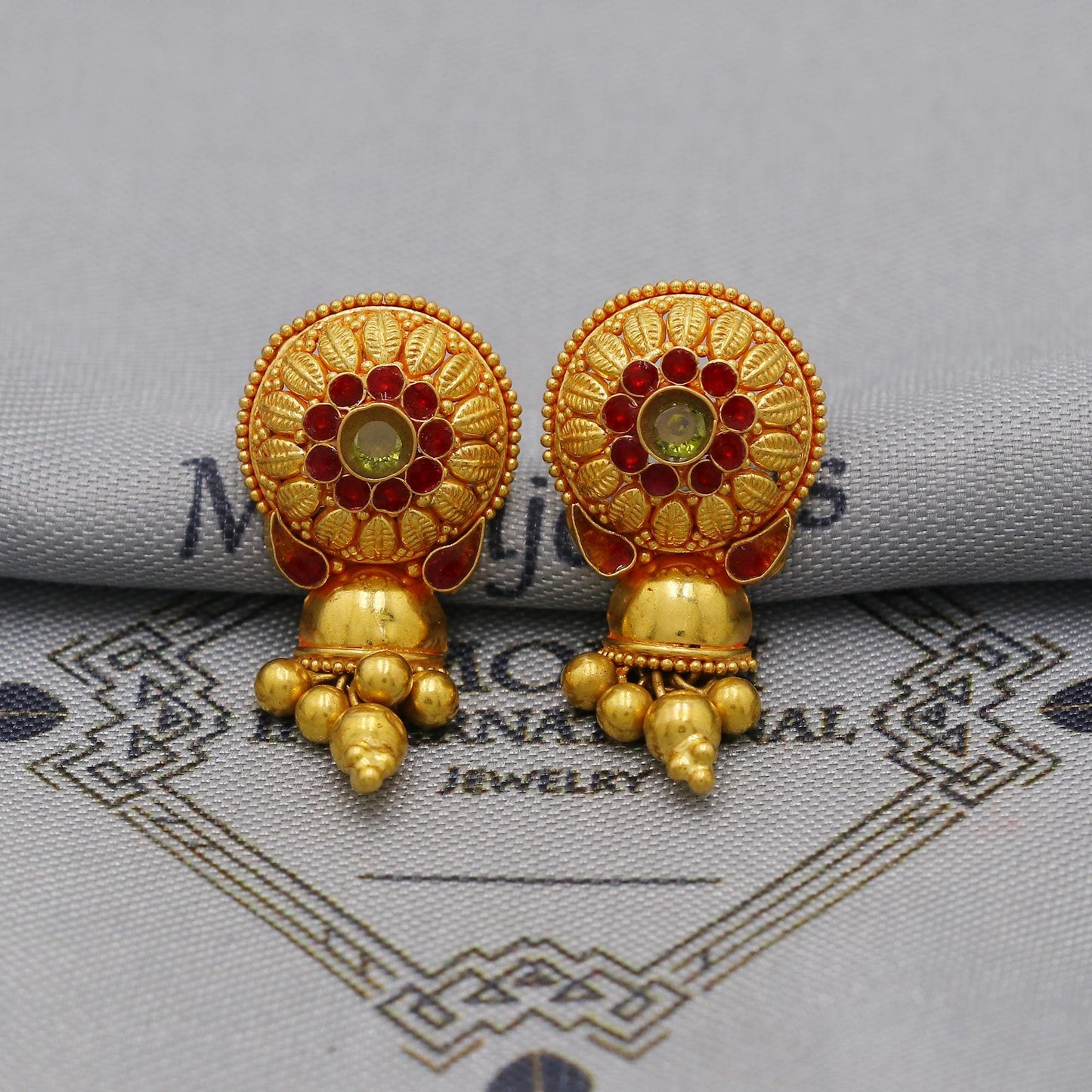 Handmade 22k Earrings India, Indian Gold Tops, Handmade Gold Jewelry From India, K6287