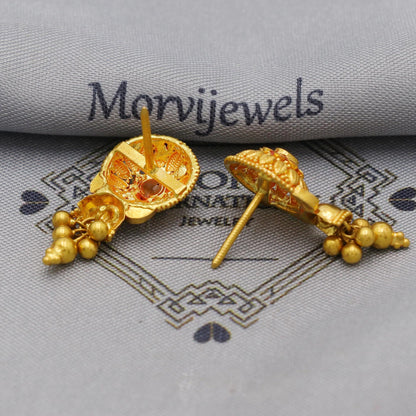 Handmade 22k Earrings India, Indian Gold Tops, Handmade Gold Jewelry From India, K6287